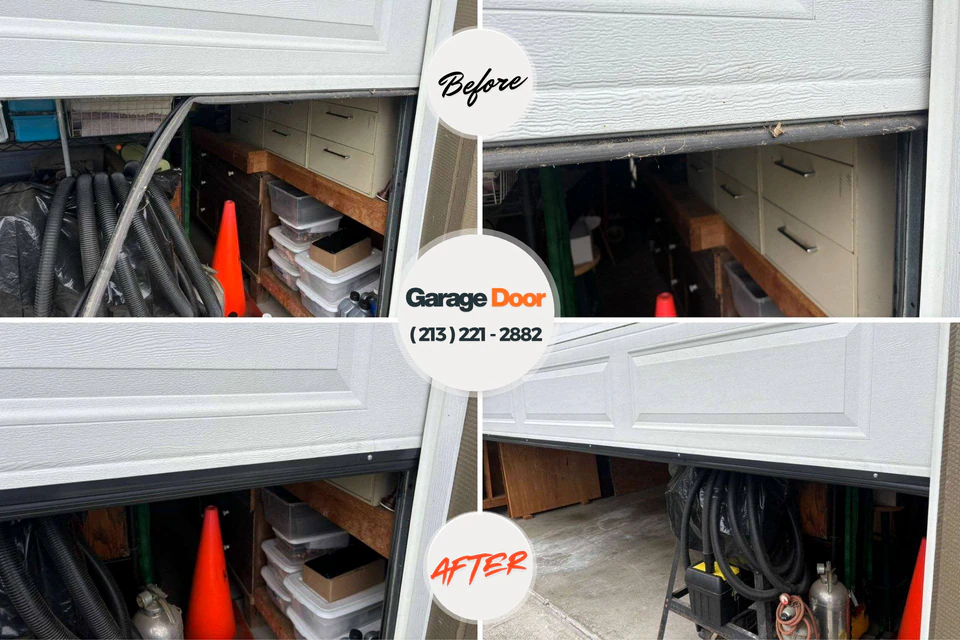 Before and after: garage door repair Norcross, GA